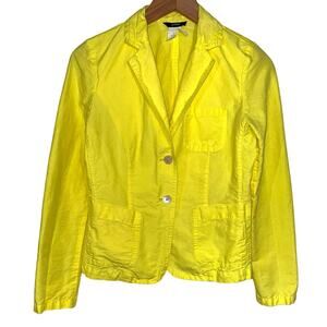 JCrew Linen Blend Bright Yellow 2-Button Blazer Jacket Size 0